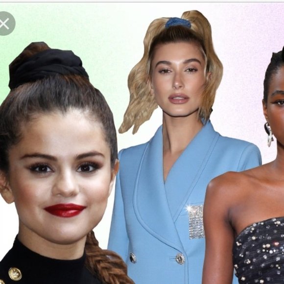 PINK SCRUNCHY SCARF/ EMBELLISHED HAIR CLIP SET - Picture 2 of 5